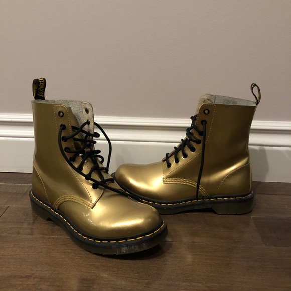 Dr. Martens Shoes Doc Martens In Gold Spectra Patent Poshmark